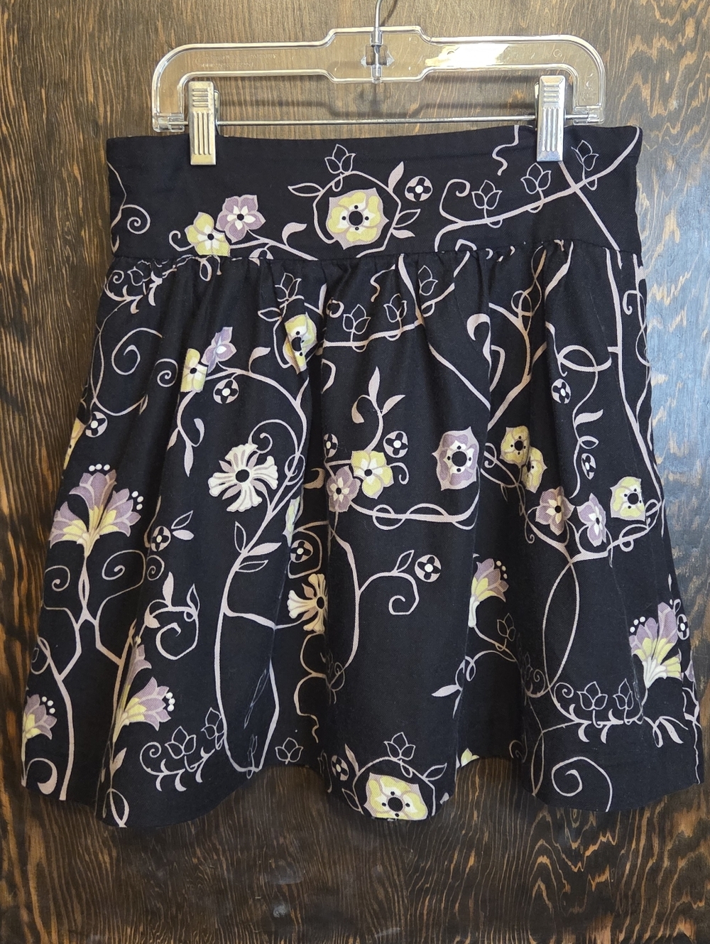 EUC Kimchi Blue Black Floral High Waisted Circle Skirt Vintage Inspired